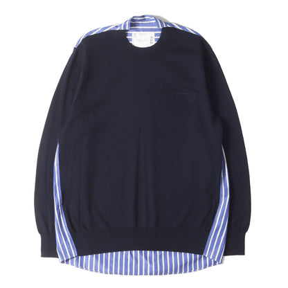 ウールニット コンビ ストライプシャツ(SWITCHED PULLOVER SHIRTS SWEATER)