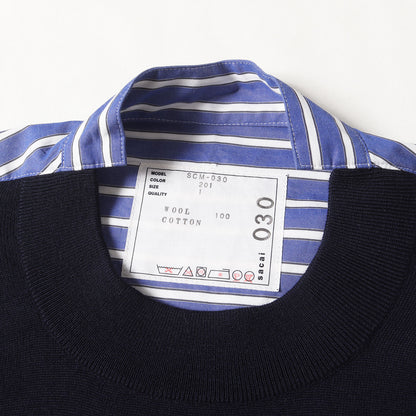 ウールニット コンビ ストライプシャツ(SWITCHED PULLOVER SHIRTS SWEATER)