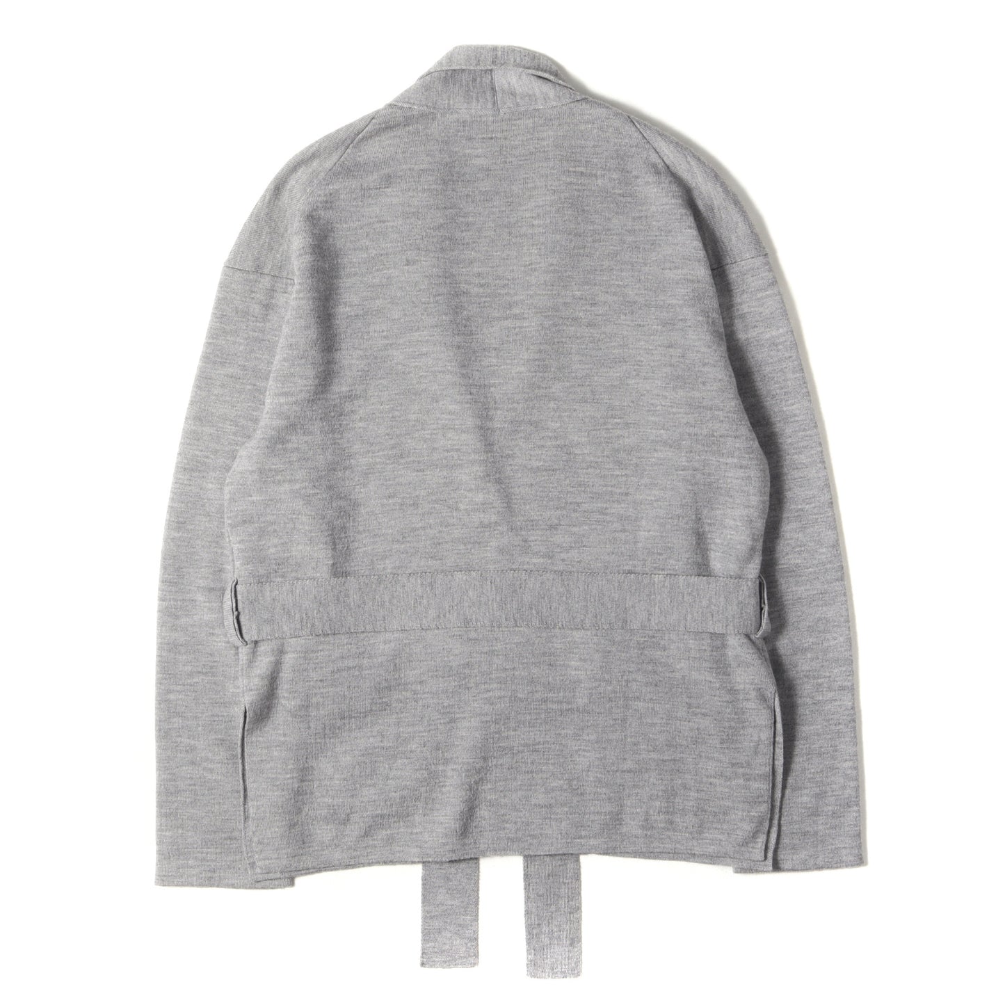 ショールカラー ベルテッド ウールニット カーディガン