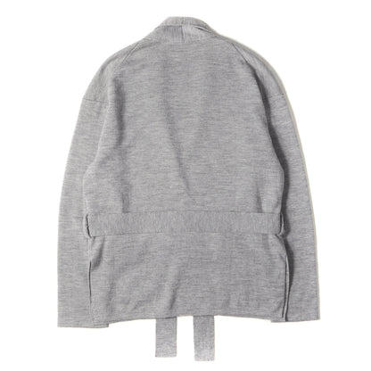 ショールカラー ベルテッド ウールニット カーディガン