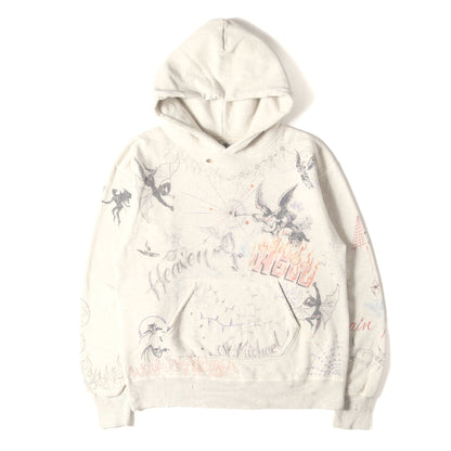 21AW ×Dr. Woo ヴィンテージ加工 落書きグラフィック スウェットパーカー(HOODIE)