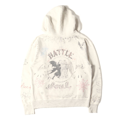 21AW ×Dr. Woo ヴィンテージ加工 落書きグラフィック スウェットパーカー(HOODIE)