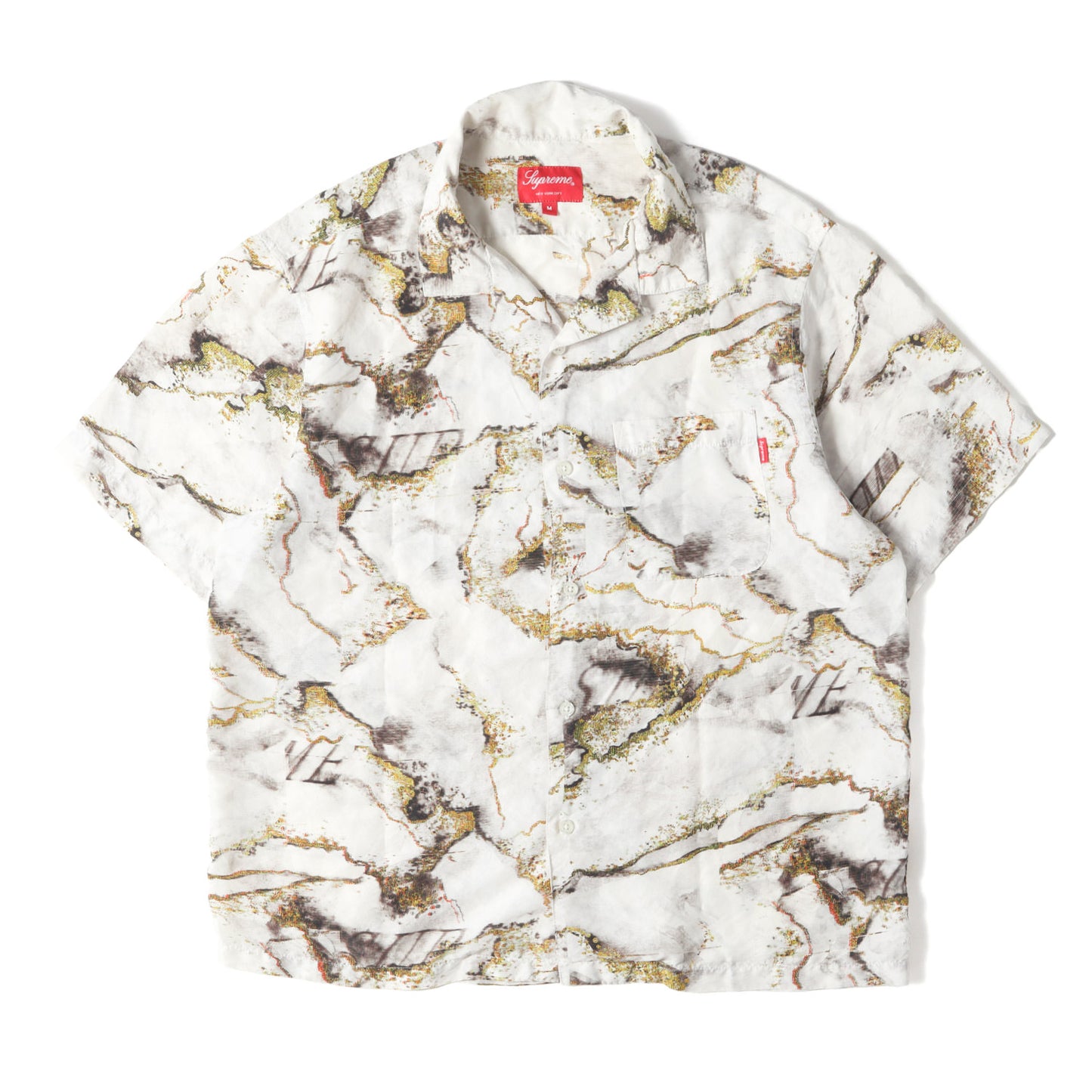 20AW マーブル グラフィック オープンカラー シルク 半袖シャツ(Marble Silk S/S Shirt)