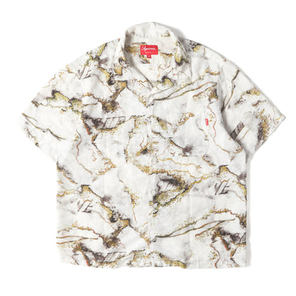 20AW マーブル グラフィック オープンカラー シルク 半袖シャツ(Marble Silk S/S Shirt)