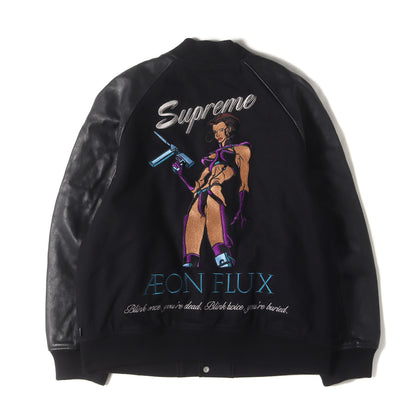 22AW ×Aeon Flux 袖レザー メルトン バーシティジャケット / スタジャン(Varsity Jacket)