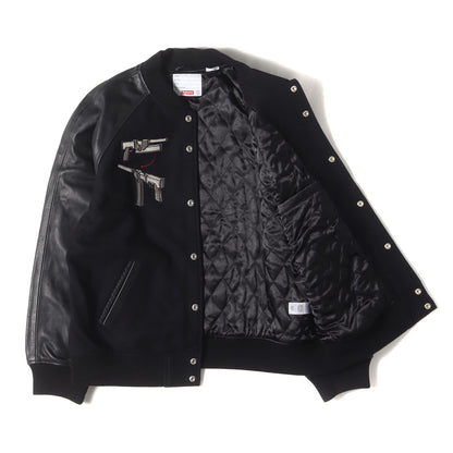 22AW ×Aeon Flux 袖レザー メルトン バーシティジャケット / スタジャン(Varsity Jacket)