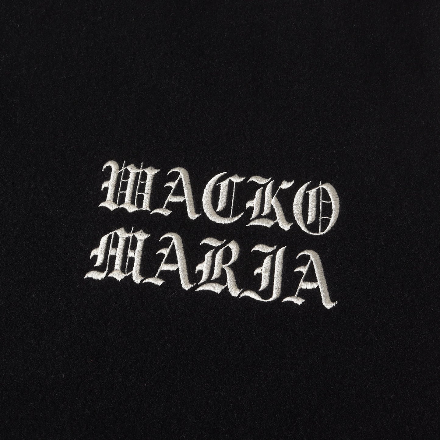 22AW ロゴ刺繍 袖レザー メルトン バーシティジャケット / スタジャン(LEATHER VARSITY JACKET)