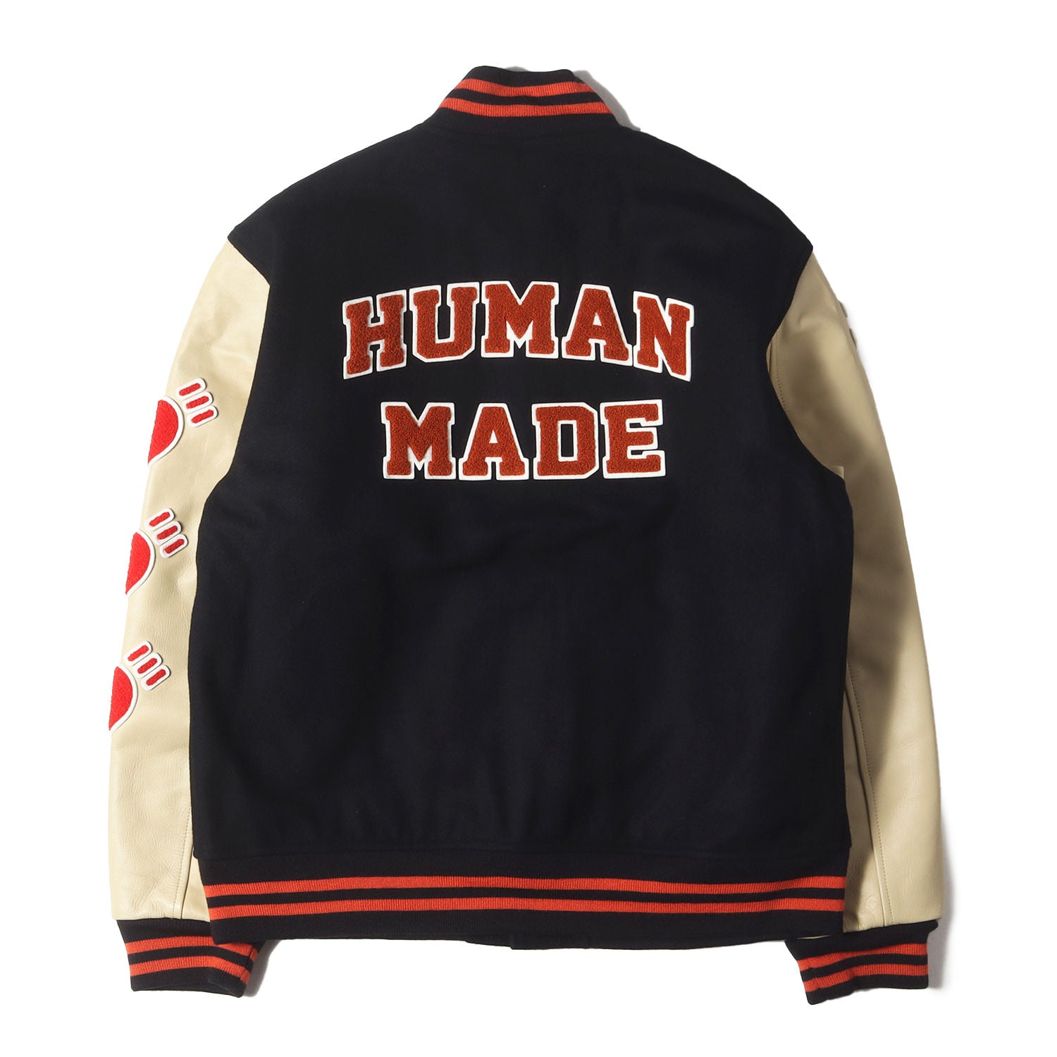 24AW ワッペンロゴ 袖レザー メルトン バーシティジャケット