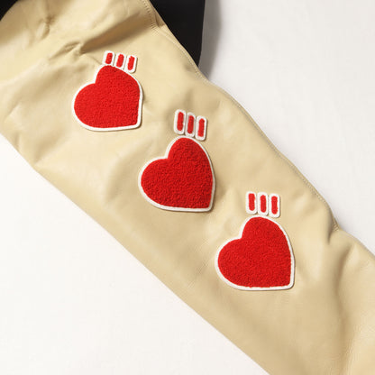 24AW ワッペンロゴ 袖レザー メルトン バーシティジャケット / スタジャン(VARSITY JACKET )