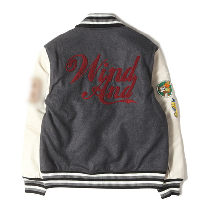 24AW 初売り限定 32着限定 ×Disney Mickey&Friends Collection ミッキーマウス 袖レザー メルトン スタジャン(DISNEY NUMBERING STUDIUM JACKET)