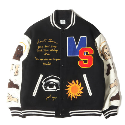 21SS ×DENIM TEARS 袖レザー メルトン スタジャン(STDIUM JACKET)