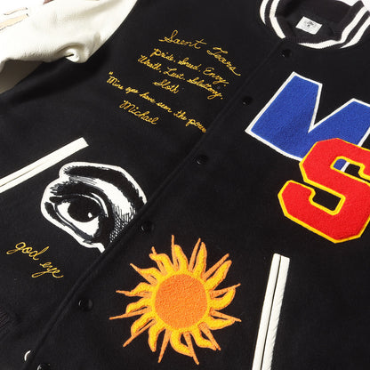 21SS ×DENIM TEARS 袖レザー メルトン スタジャン(STDIUM JACKET)