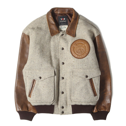 90s レザーコンビ ツイード アワードジャケット