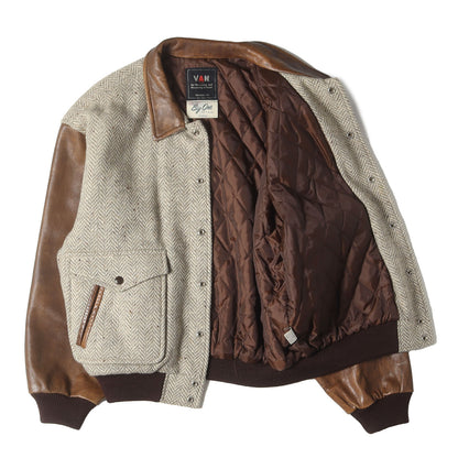 90s レザーコンビ ツイード アワードジャケット