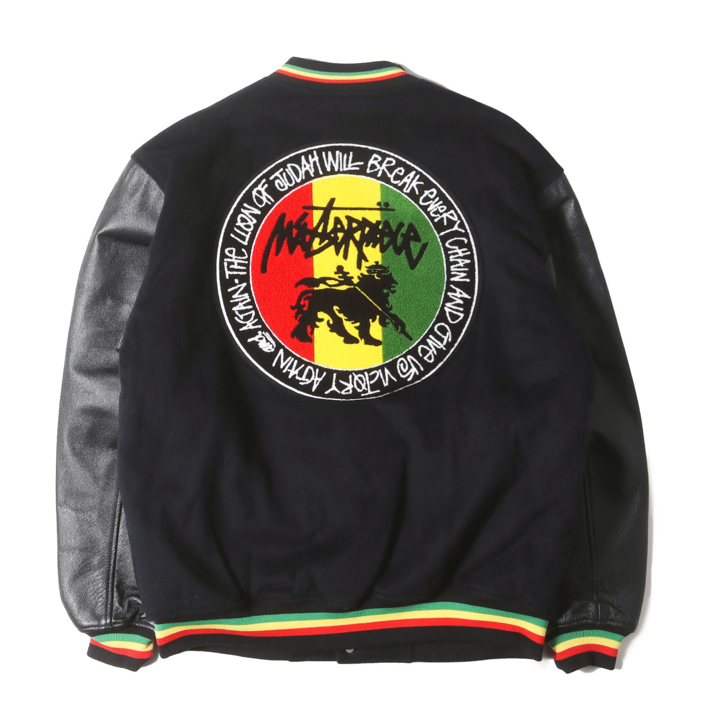 00s ×MASTERPIECE 2店舗 100枚限定 ラスタライオン 袖レザー メルトンスタジャン