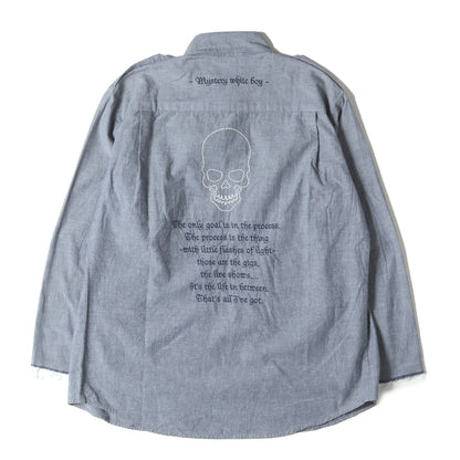 01SS タイム期 スカル刺繍 1つボタン シャンブレーシャツ