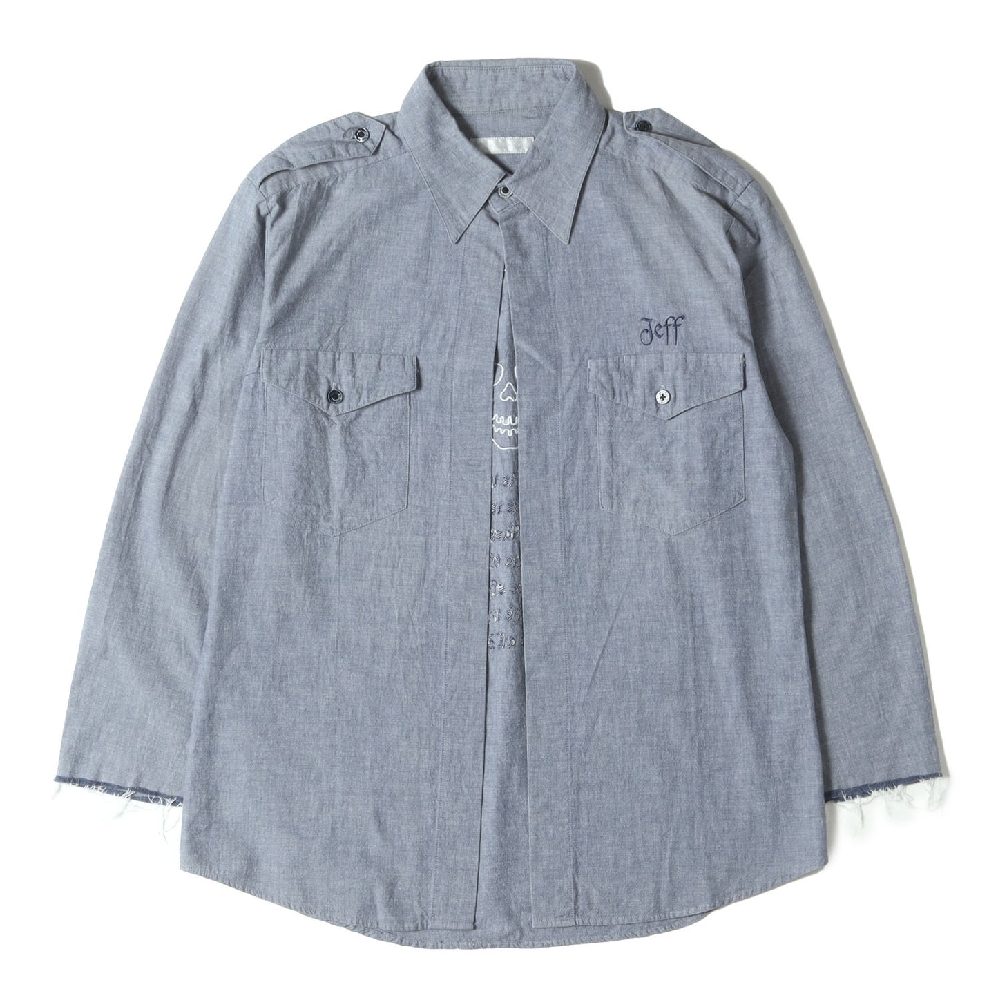 01SS タイム期 スカル刺繍 1つボタン シャンブレーシャツ
