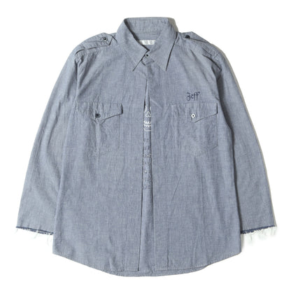 01SS タイム期 スカル刺繍 1つボタン シャンブレーシャツ