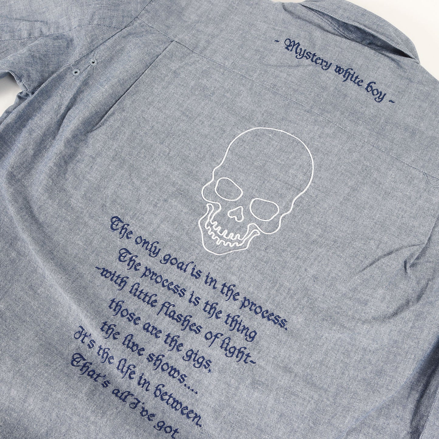 01SS タイム期 スカル刺繍 1つボタン シャンブレーシャツ