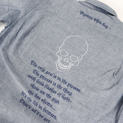 01SS タイム期 スカル刺繍 1つボタン シャンブレーシャツ