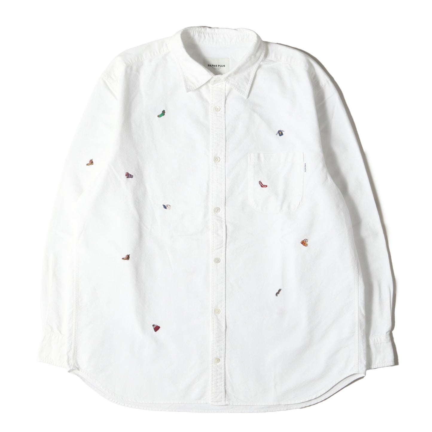 Papas Plus 刺繍柄 オックスフォード シャツ