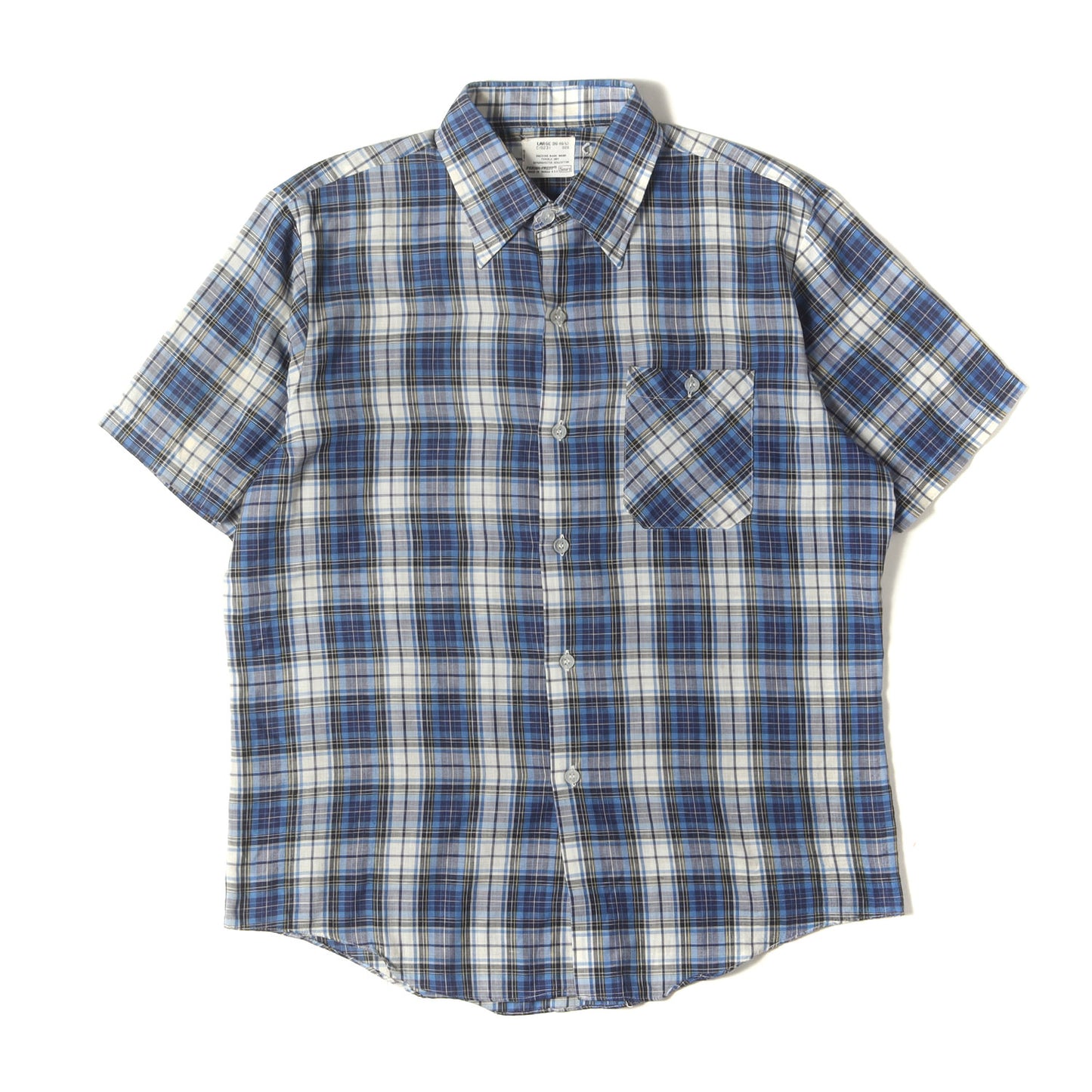 70s T/C マドラスチェック 半袖 ボタンシャツ / 台湾製 PERMA-PREST