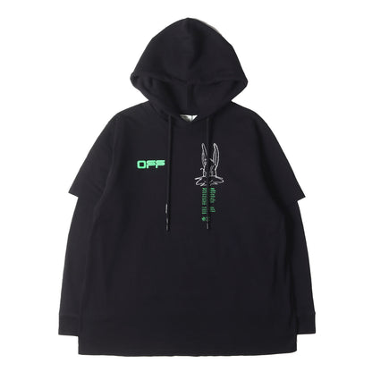 20AW キャラクター刺繍Tシャツ レイヤード オーバーサイズ スウェットパーカー