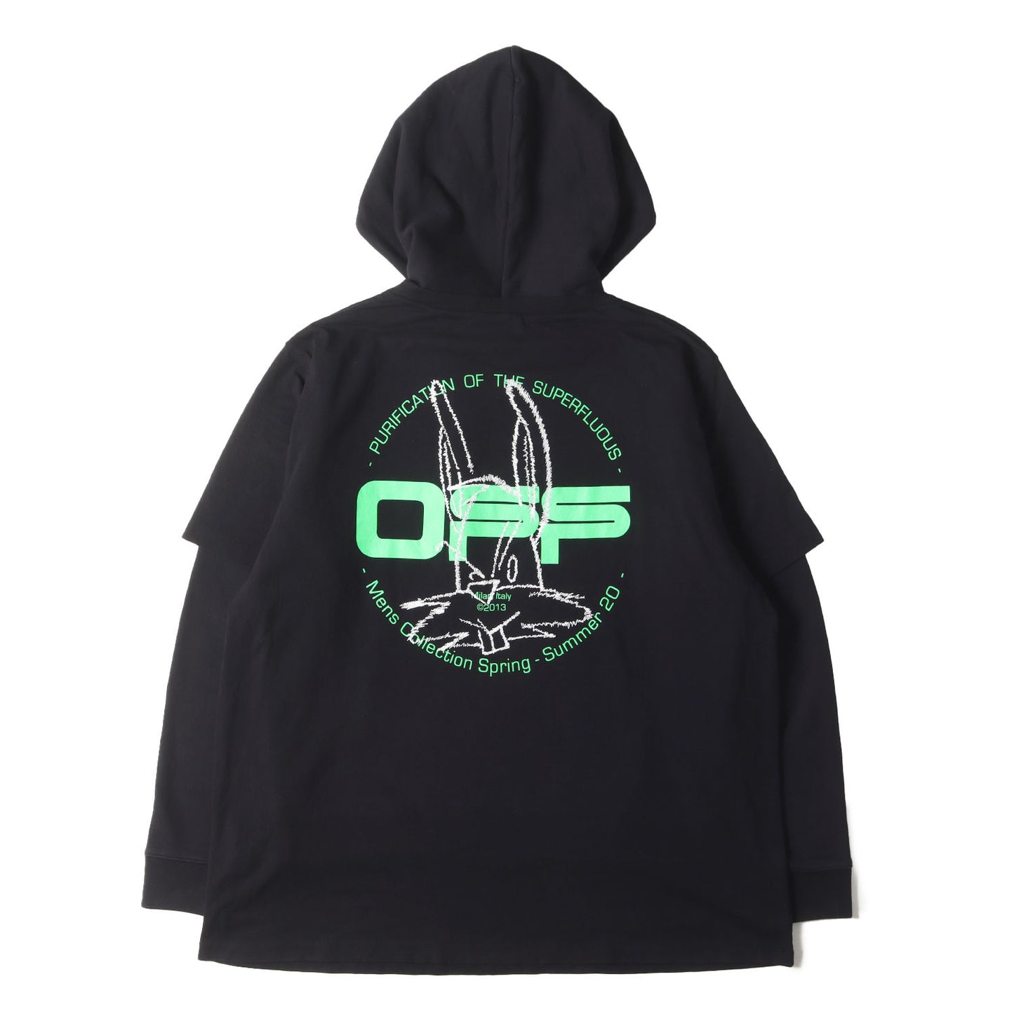 20AW キャラクター刺繍Tシャツ レイヤード オーバーサイズ スウェットパーカー