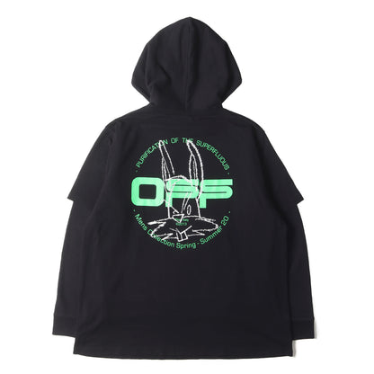 20AW キャラクター刺繍Tシャツ レイヤード オーバーサイズ スウェットパーカー