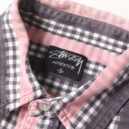 00s ストライププリント ギンガムチェック 半袖シャツ