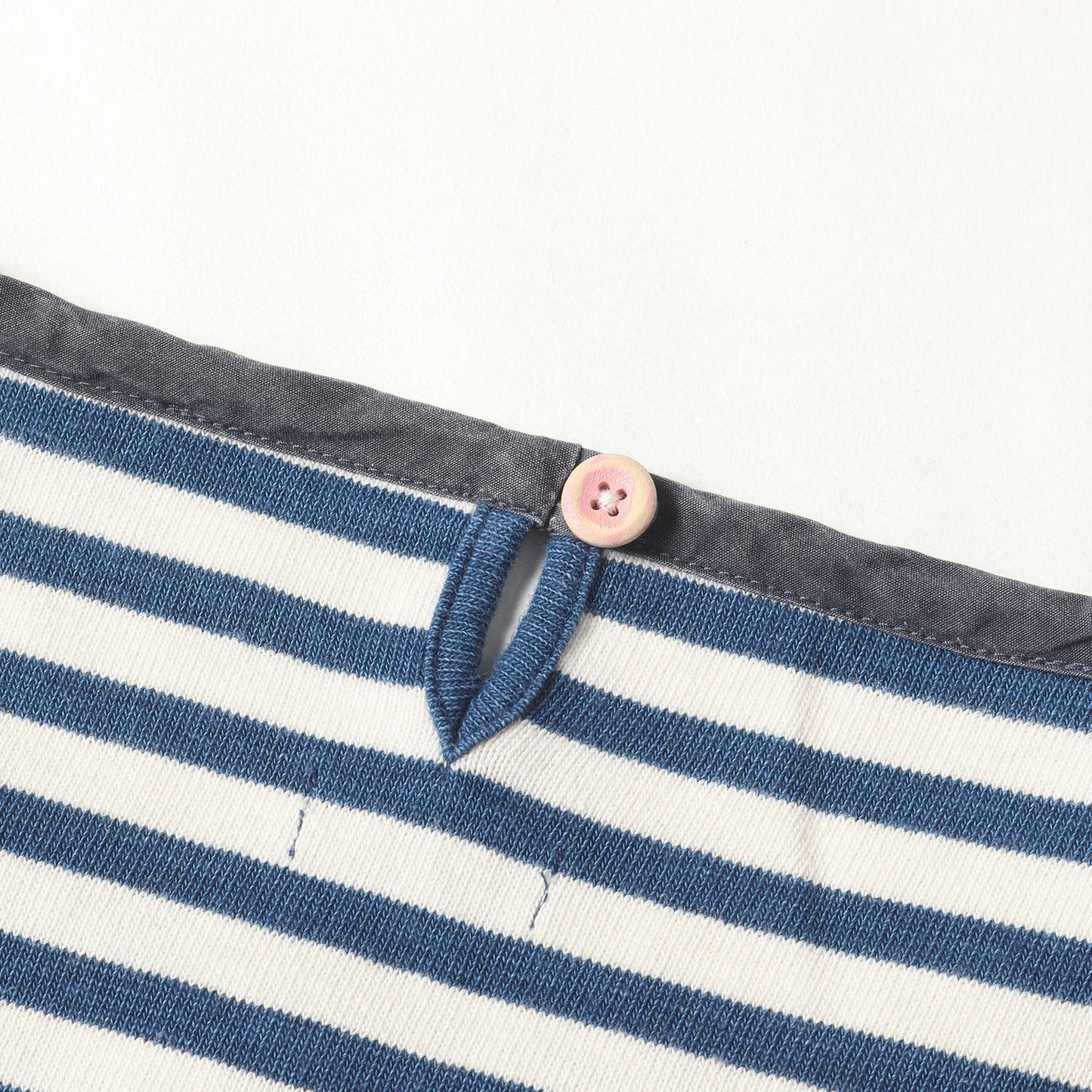 インディゴ ボーダー 度詰めコットン Tシャツ(BORDER CREW INDIGO S/S)