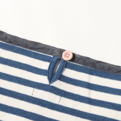 インディゴ ボーダー 度詰めコットン Tシャツ(BORDER CREW INDIGO S/S)