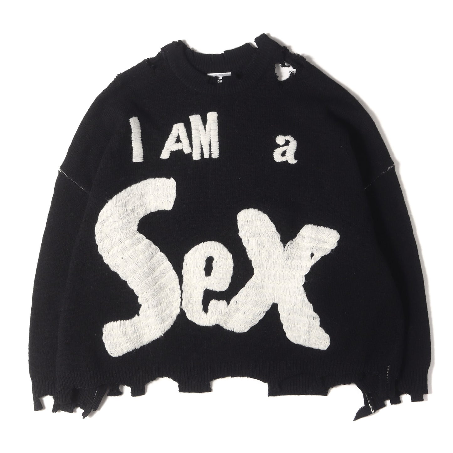 24AW ×Sex Pistols グランジ加工 オーバーサイズ ウールニット(SP_CRW KNIT/I AM A)