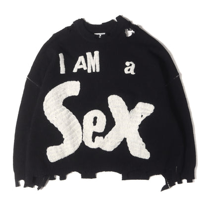 24AW ×Sex Pistols グランジ加工 オーバーサイズ ウールニット(SP_CRW KNIT/I AM A)