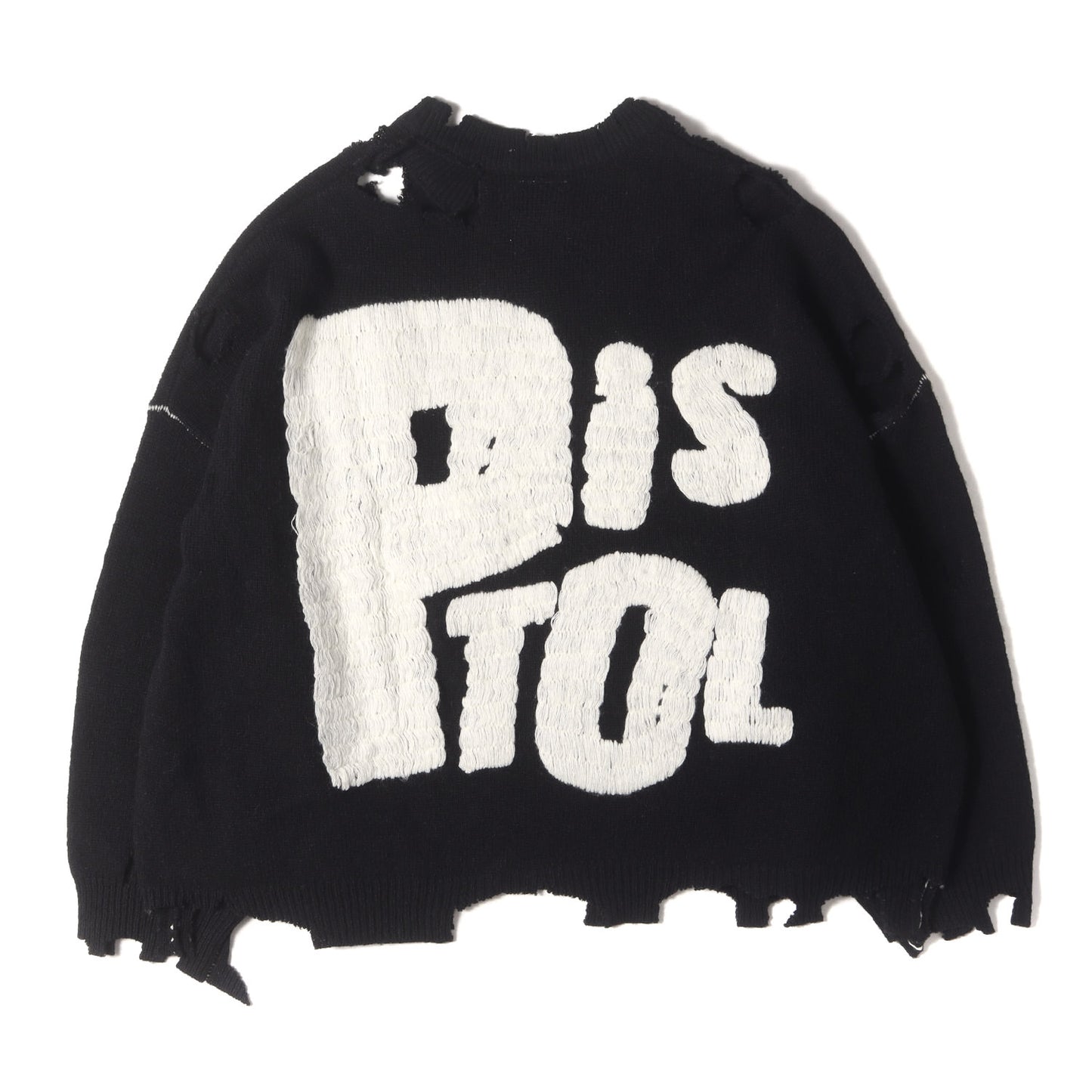 24AW ×Sex Pistols グランジ加工 オーバーサイズ ウールニット(SP_CRW KNIT/I AM A)