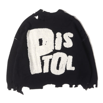 24AW ×Sex Pistols グランジ加工 オーバーサイズ ウールニット(SP_CRW KNIT/I AM A)