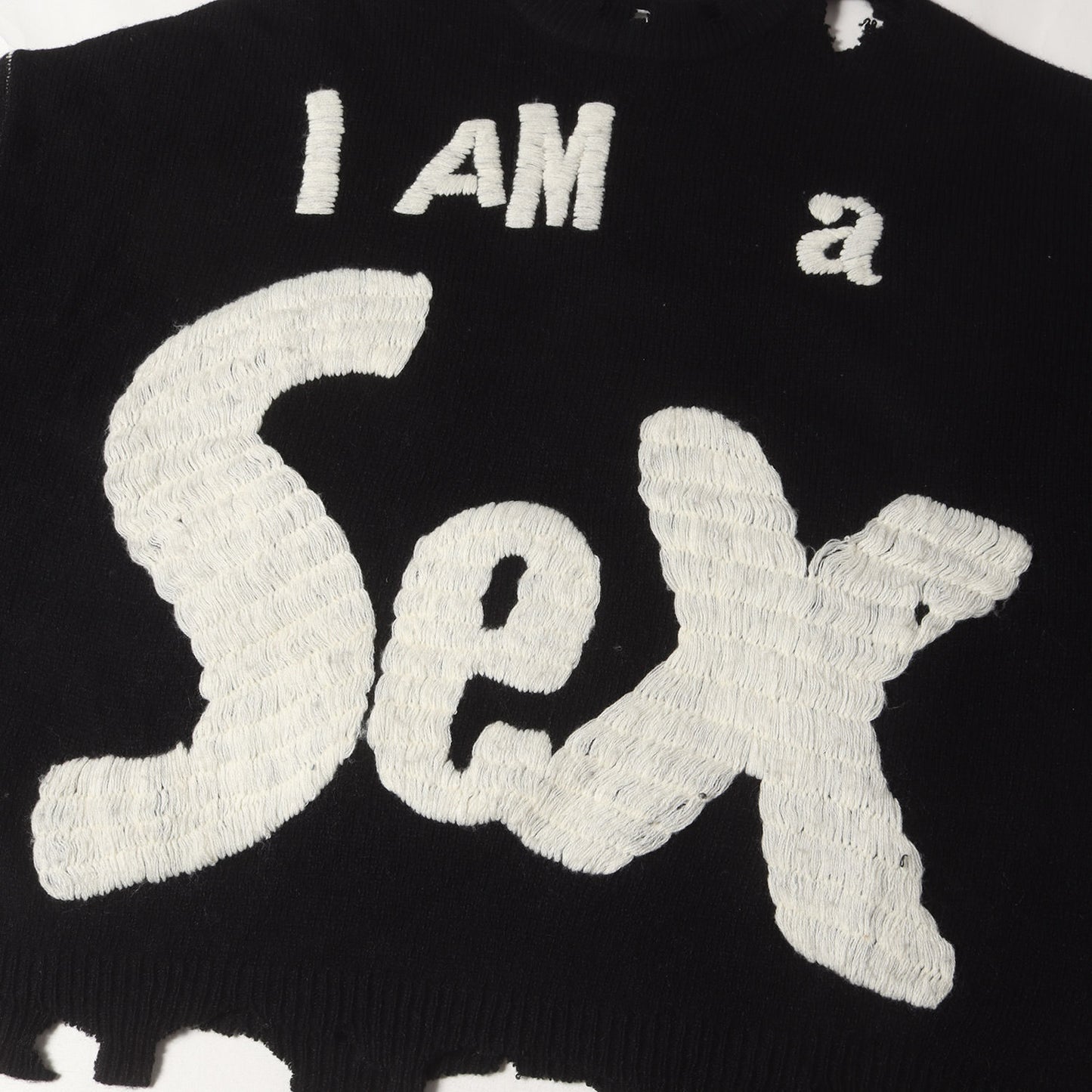 24AW ×Sex Pistols グランジ加工 オーバーサイズ ウールニット(SP_CRW KNIT/I AM A)