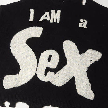 24AW ×Sex Pistols グランジ加工 オーバーサイズ ウールニット(SP_CRW KNIT/I AM A)