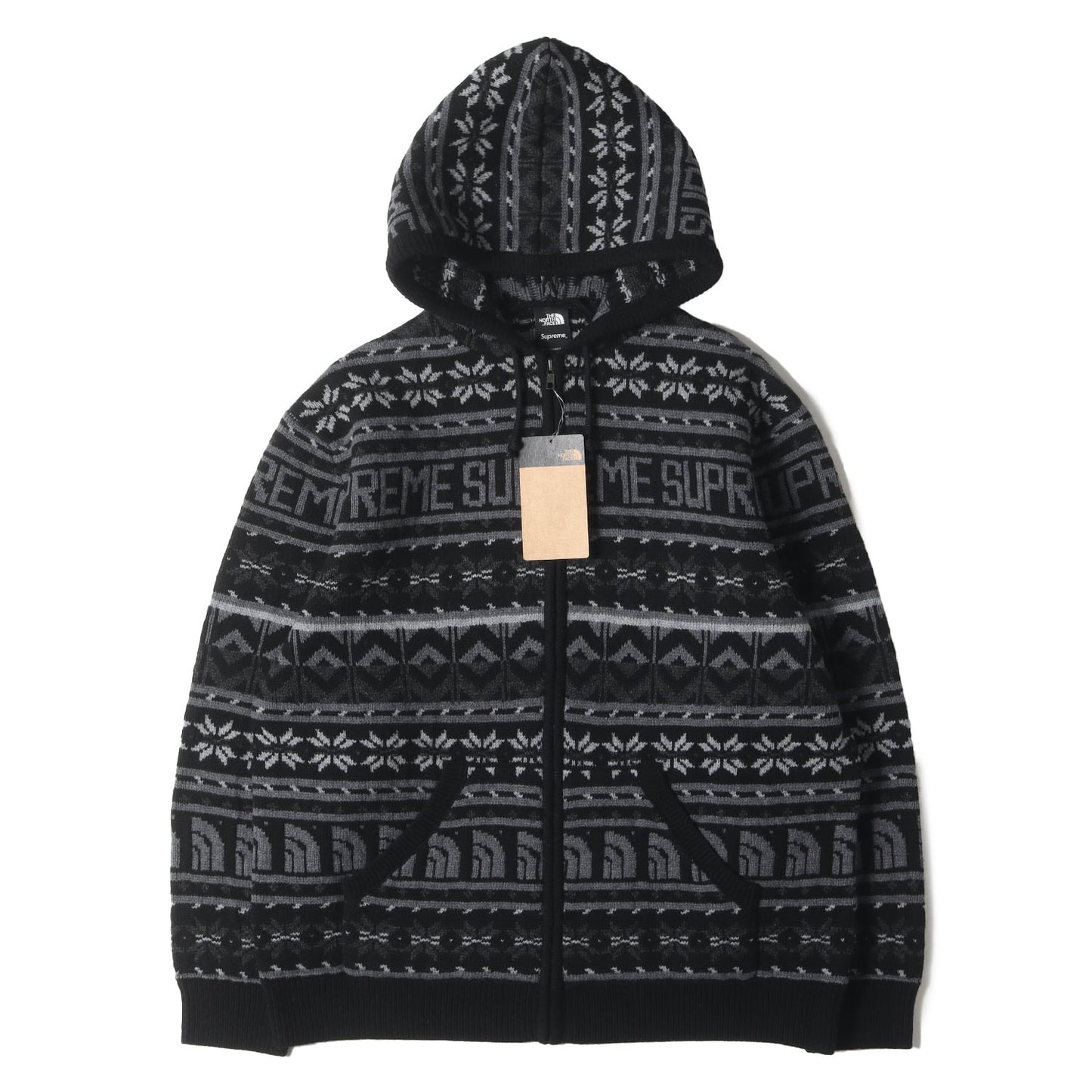 22AW ×THE NORTH FACE ノルディック柄 ジップ ウールニット セーター(Zip Up Hooded Sweater)