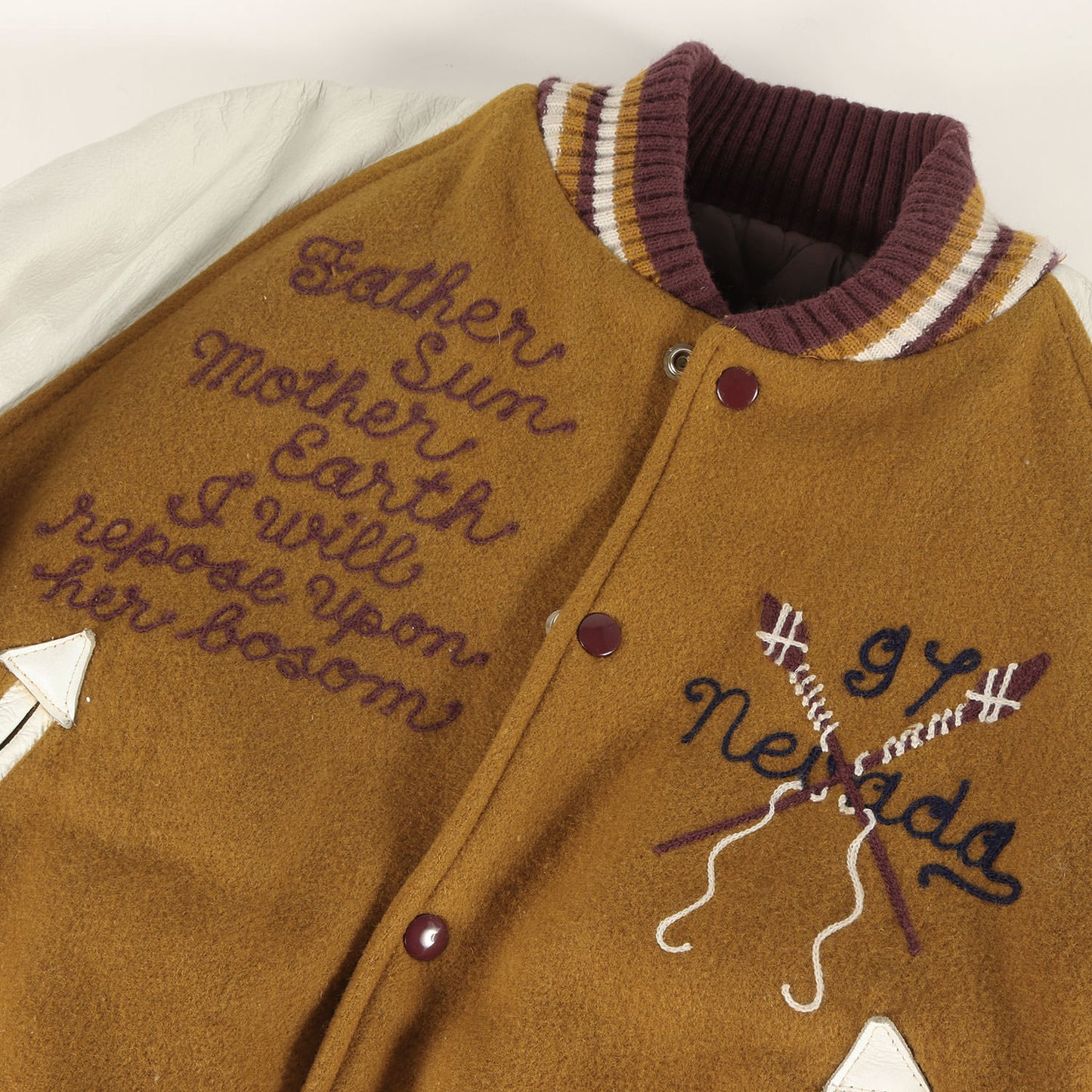 [著名人着用モデル] 90s DEMODE別注 袖レザー メルトン スタジャン USA製