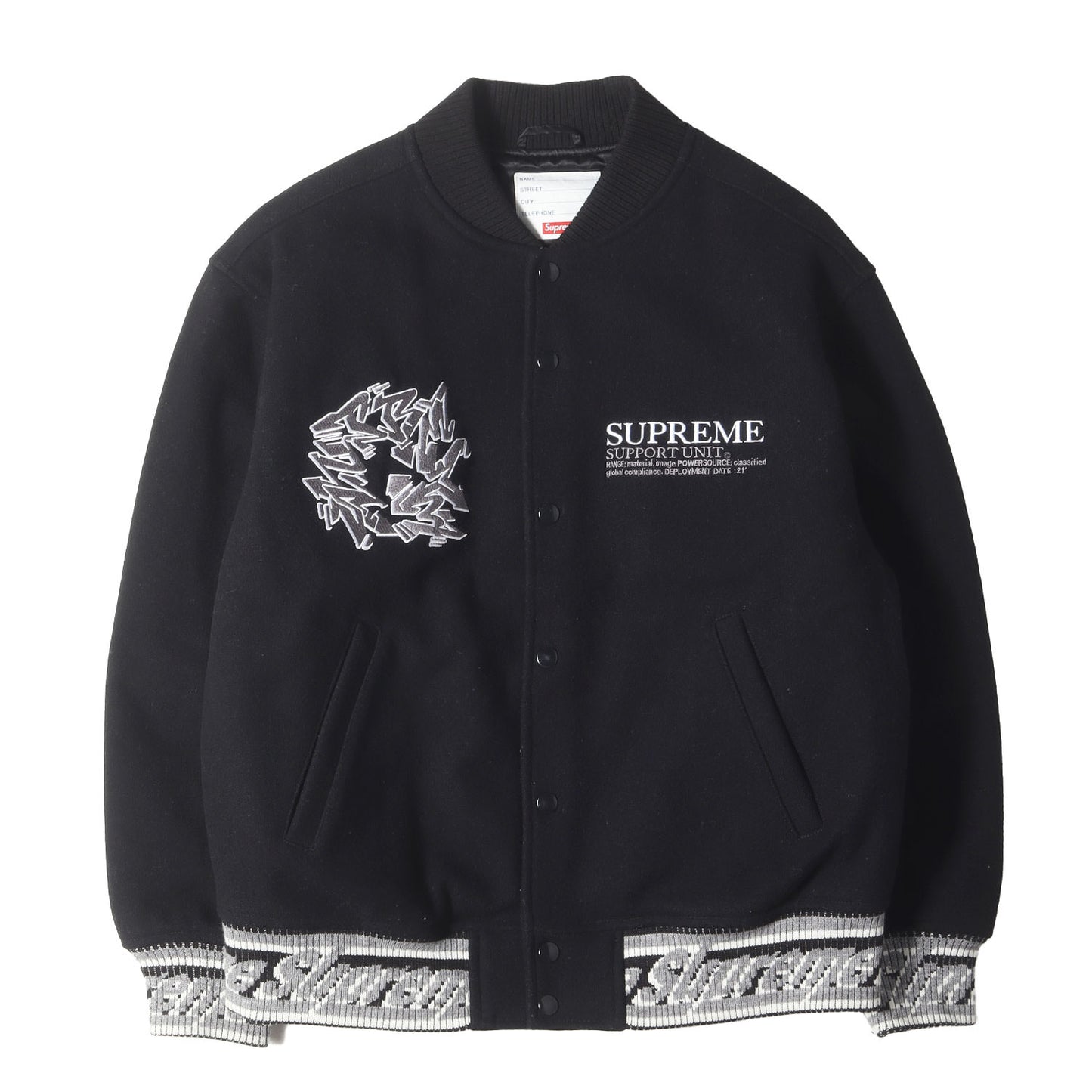 21AW ×STASH グラフィック刺繍 メルトン バーシティジャケット / スタジャン(Support Unit Varsity Jacket)