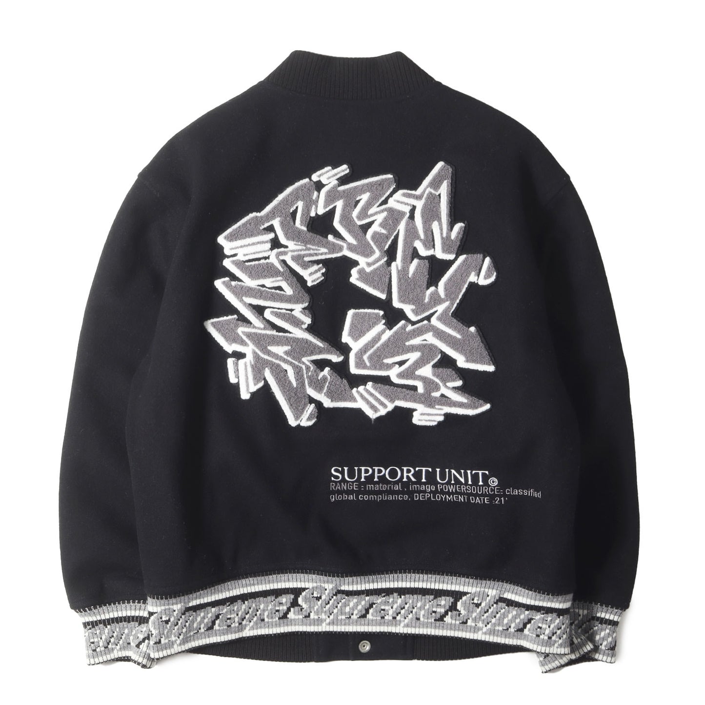21AW ×STASH グラフィック刺繍 メルトン バーシティジャケット / スタジャン(Support Unit Varsity Jacket)