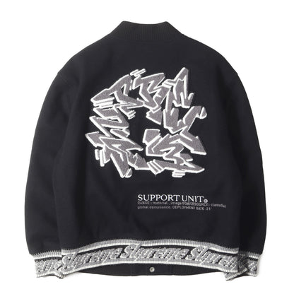 21AW ×STASH グラフィック刺繍 メルトン バーシティジャケット / スタジャン(Support Unit Varsity Jacket)
