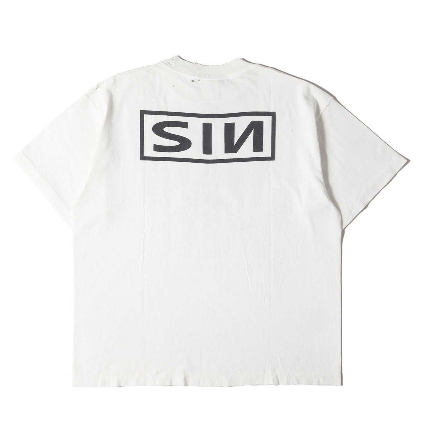 25SS ヴィンテージ加工 ナイン・インチ・ネイルズ パロディーロゴ Tシャツ(SS TEE / SAINT YOURSELF)