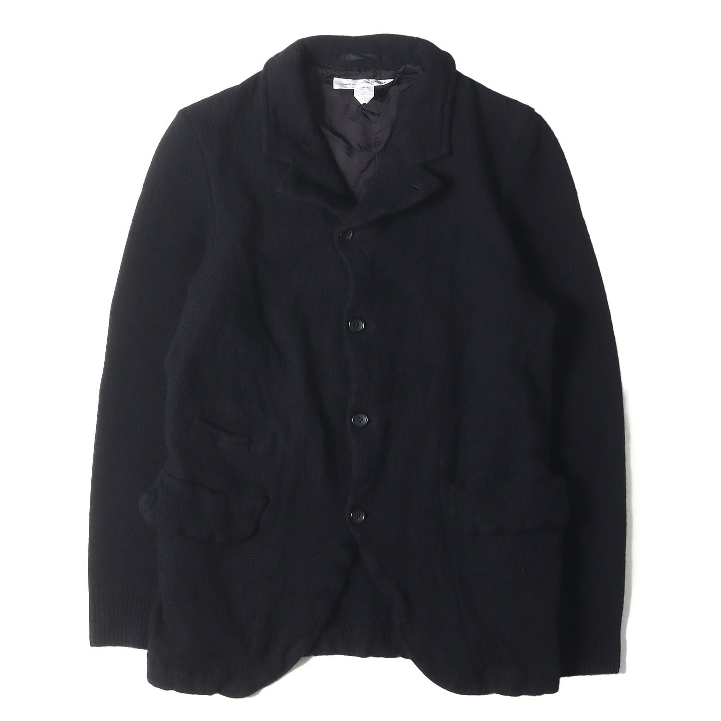 24AW ウール縮絨 袖ニット ４つボタンジャケット(wool nylon thin serge garment treated)