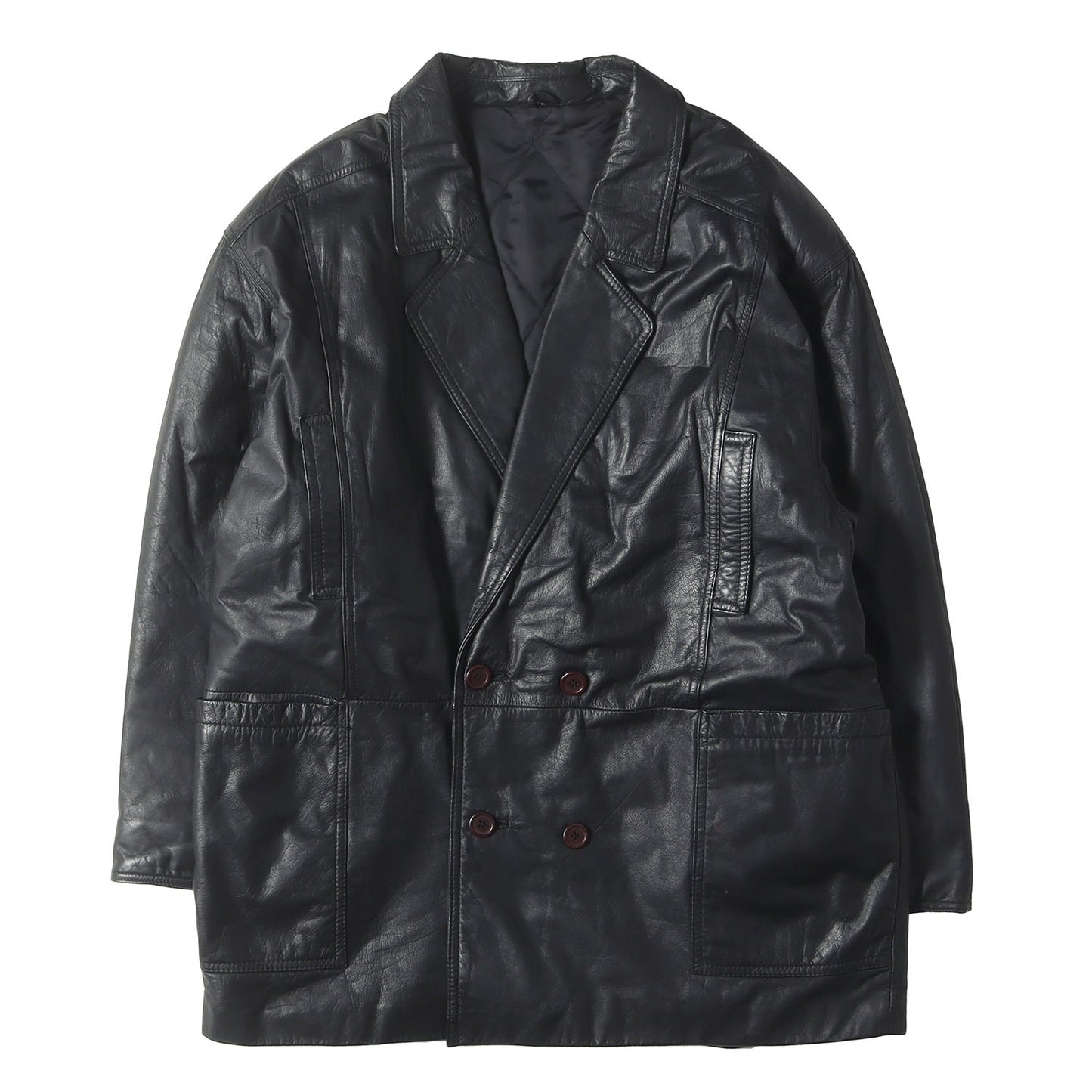90s カウレザー ダブルブレスト コート JACKER'S