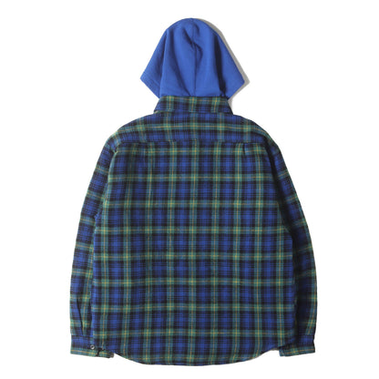 23AW フード付き 裏地キルティング チェック ネルシャツ(Tartan Flannel Hooded Shirt)