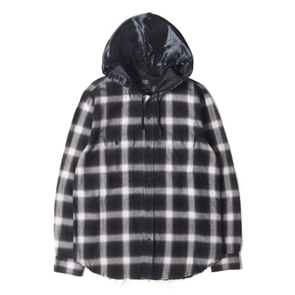 ×UNDERCOVER サテンフード付き オンブレチェック シャツ(Satin Hooded Flannel Shirt)