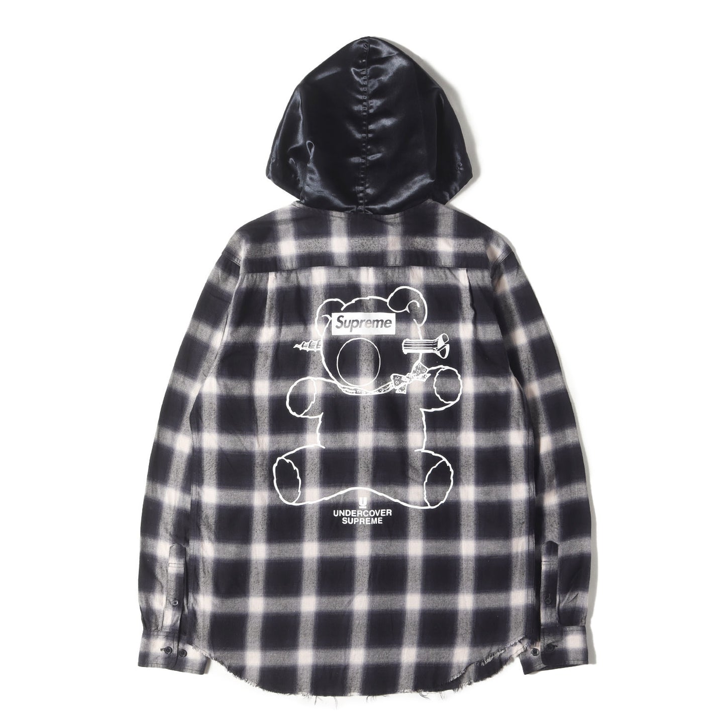 ×UNDERCOVER サテンフード付き オンブレチェック シャツ(Satin Hooded Flannel Shirt)