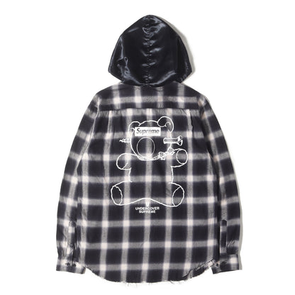 ×UNDERCOVER サテンフード付き オンブレチェック シャツ(Satin Hooded Flannel Shirt)